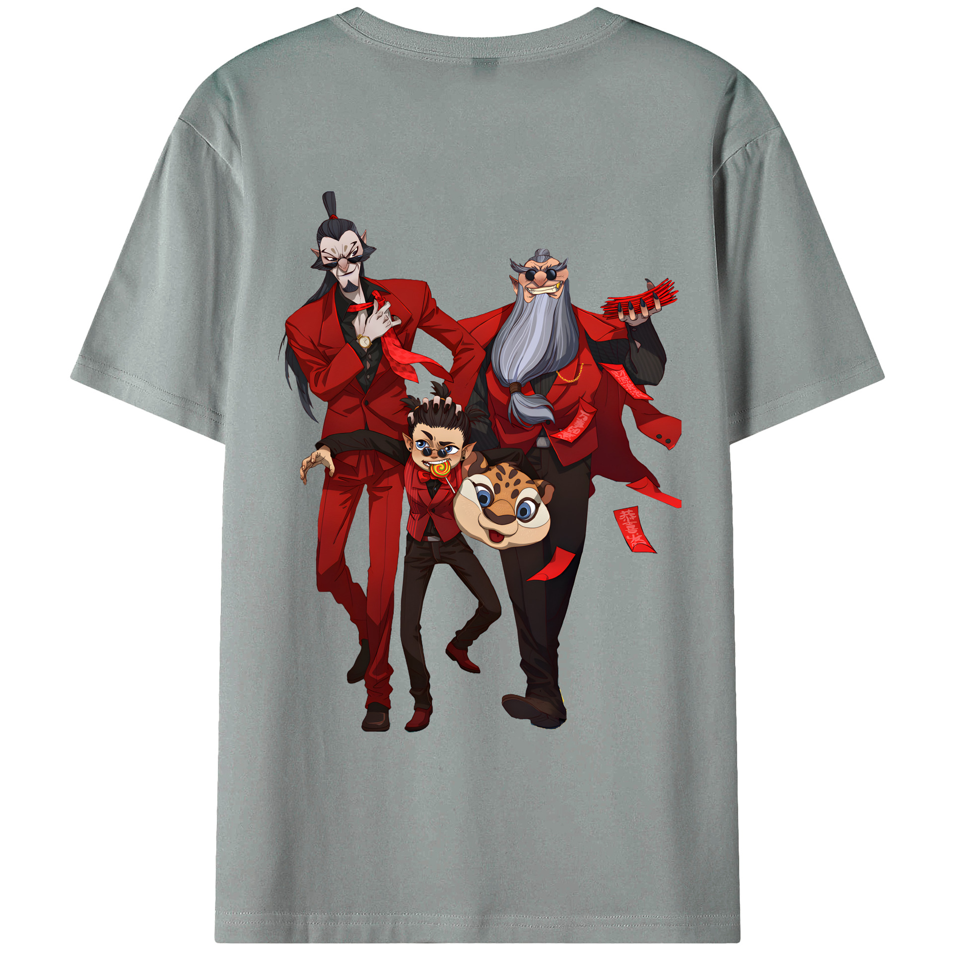 （画像用） Ne Zha 2 ナタ 魔童の大暴れ 綿100％ メンズ半袖Tシャツ（バックプリント） 通気性